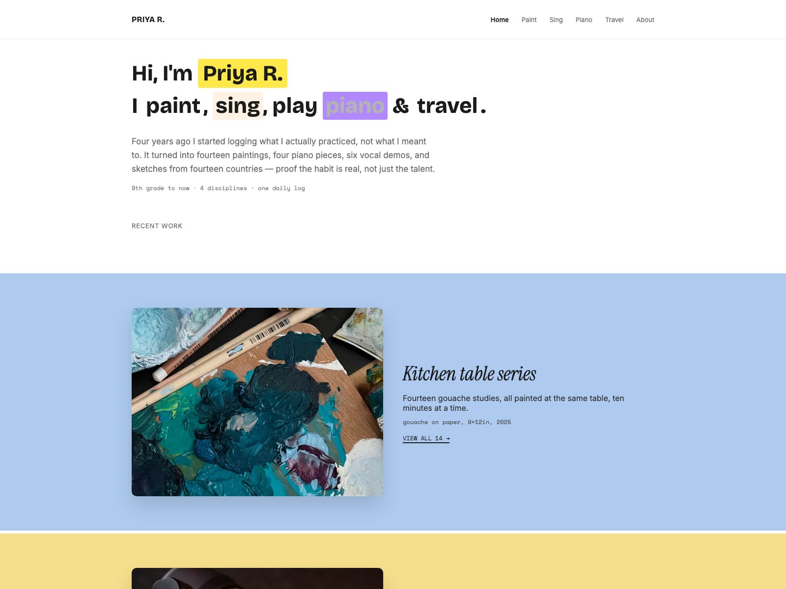 Priya R. portfolio website preview